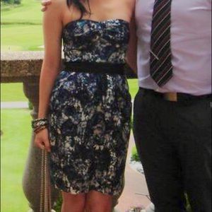 Max and Cleo watercolor strapless dress